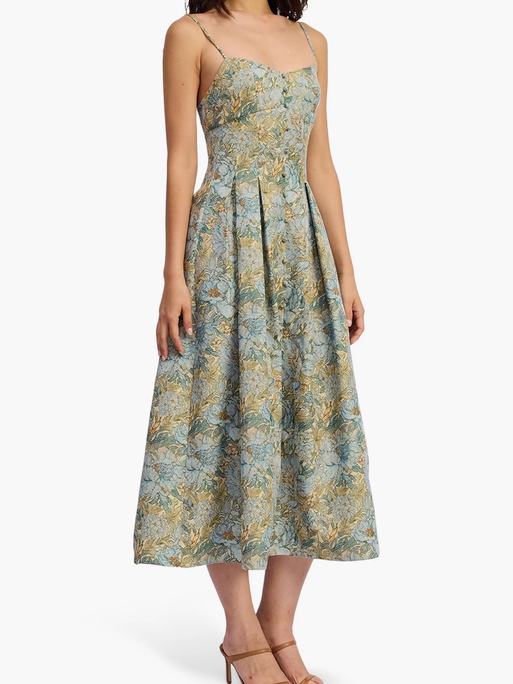 En Saison Floral Jacquard Midi Dress in Blue and Gold NWT size M - Picture 3 of 7